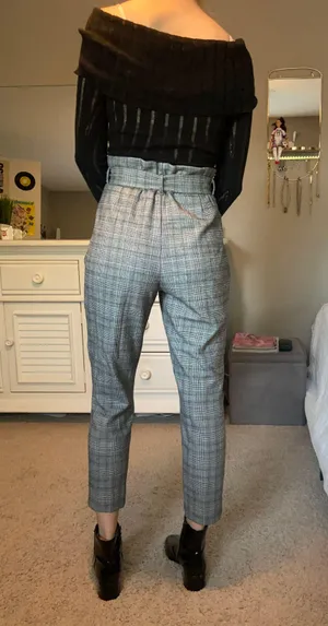 H&M Plaid Trousers with Belt thumbnail 3