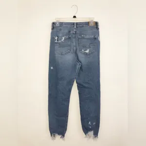 12 Long American Eagle Outfitters High-Rise Distressed Blue Mom Jeans thumbnail 2