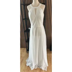 JJ house wedding dress A-line Scoop Floor-Length Chiffon Wedding Dress #250142 thumbnail 8