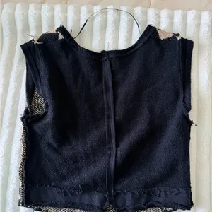 Free People Black and Cream Diamond Crop Top sweater thumbnail 5