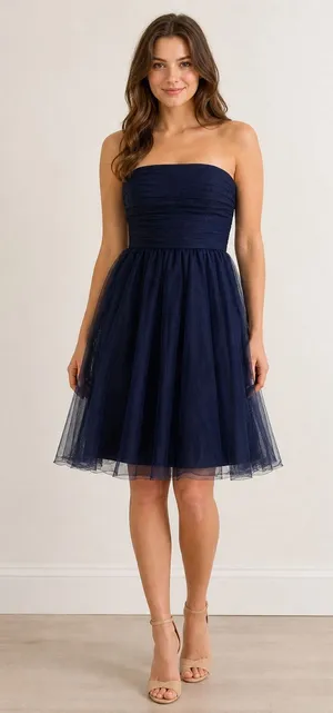 J.Crew Navy Strapless Tulle Formal Dress Size 6 thumbnail 1