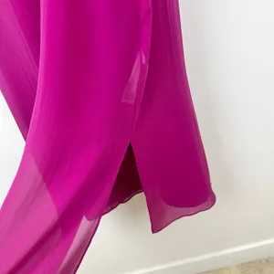 Eileen Fisher Sheer Silk Georgette Boat Neck Sleeveless Midi Dress Sangria L NWT thumbnail 8