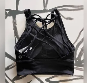 LULULEMON High Neck Strappy Black Padded Women’s Sports Bra Top Sz 2 EUC thumbnail 3