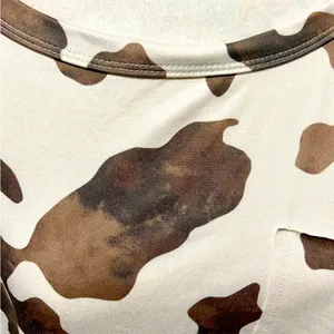 NWT Peach Love California Brown and White Crop Fringe Cow Print Tee thumbnail 9