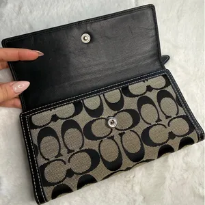 COACH Black Signature Canvas Wallet thumbnail 3