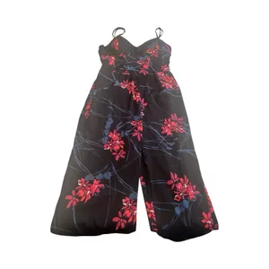 Band of Gypsies Moissanite Floral Wide Leg Jumpsuit Black Red Pink Womens‎ M thumbnail 2
