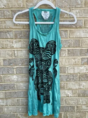 Sure Design Festival Hippie Rave Tribal Totem Bear Dress in Turquoise - S/M thumbnail 2