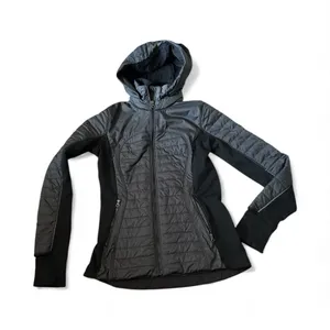 LULULEMON FIRST MILE Black Gorpcore Active Quilted Hooded Jacket Size 6 thumbnail 8