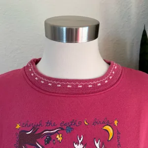 Vintage Graphic Sweatshirt deer‎ Cozy Cottagecore Outdoors Nature 90s Large thumbnail 9