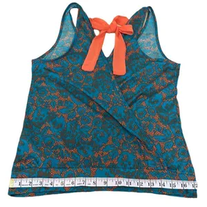 Lily Star beautiful vibrant teal & orange wrap back tank top w/ orange ties thumbnail 7