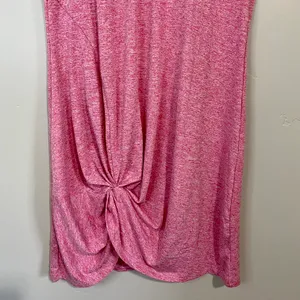 Women’s V Neck Side Gather Short Sleeve Casual Midi Dress Heathered Pink NWOT thumbnail 3
