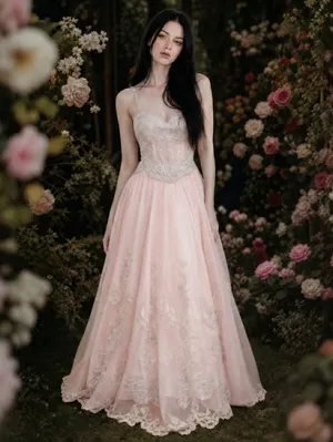 PC Mary’s Blush Princess Beaded Corset Gown Strapless Boned Bodice Prom/Wedding thumbnail 4