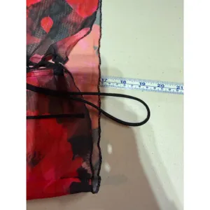 Lioness Mesh Top Women S Red Black Floral Lace Up Grunge Goth‎ Y2K Romantic thumbnail 10