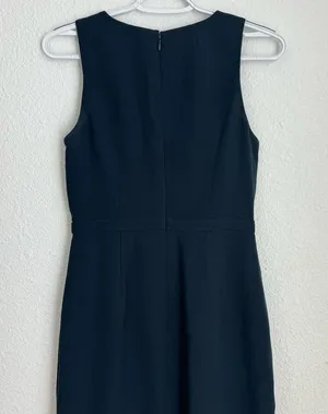 J. Crew Dress Womens Size 0 Navy Blue V Neck Scallop Crepe Wrap Surplice Sheath thumbnail 10
