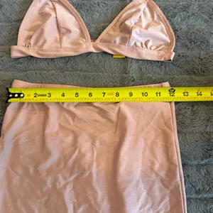 Daisy Pink 2 Piece Set Skirt & Bralette Small Satin Stretch Midi Skirt Matching Set thumbnail 7
