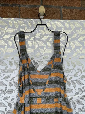Free People Striped Cozy Knit Jumpsuit Lagenlook Boho Drop Crotch Pocket L thumbnail 8