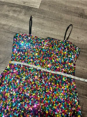 LULUS Spotlight Shimmer Black Multi Sequin Mini Skater Dress thumbnail 7