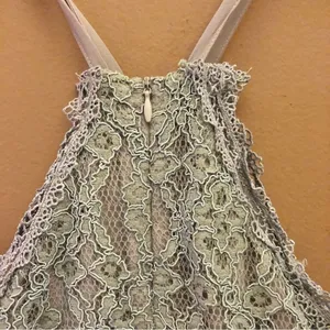 Foxiedox Anthropologie Ocala Lace Halter Cocktail Dress‎ Dusty Blue XS thumbnail 9