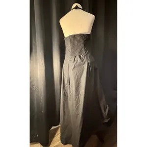 Black Halter Maxi Dress Square Neck Pleated‎ A-Line Gown with Pockets thumbnail 11