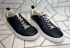 Vintage Havana Zelda Sneakers 9 Black Leopard Print Calf Hair Low Top Platform thumbnail 1