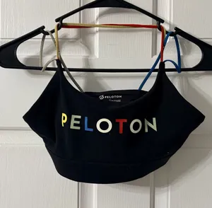 Peloton Black Sports Bra with Multicolor Lettering thumbnail 1