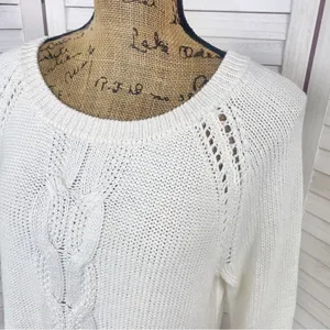Apt. 9 Chunky Multi Knit Crew Neck‎ Tunic Sweater Cream Winter White XL thumbnail 5