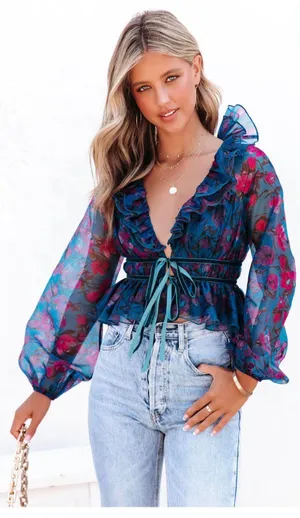 Vici Floral Tie Top thumbnail 1