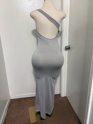 Gray one shoulder maxi dress Size M thumbnail 2