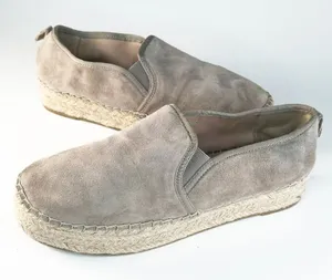 Sam Edelman Carrin Grey Taupe Suede Espadrille Platform Flats Shoes Women 9 thumbnail 1