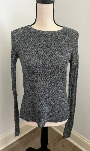AEO Knit Crew Neck Sweater sz XS Cotton Y2K Grey Gorpcore Preppy Minimalist Fall thumbnail 1