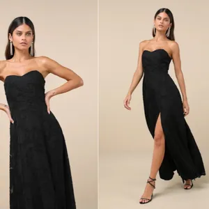 LULU's Prom Wedding Bridesmaid Romantic Garden Bustier Floral Strapless Maxi thumbnail 4