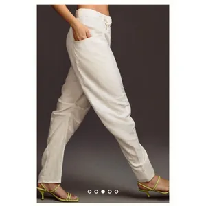 Anthropologie Pilcro Tucked-Knee Tapered Trousers Linen Size 29 White‎ thumbnail 11
