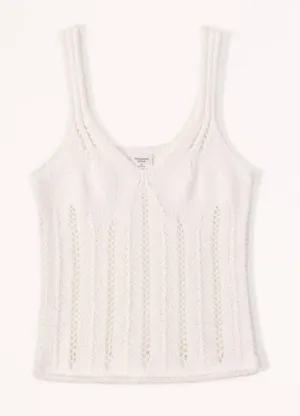 Abercrombie & Fitch Crochet V-neck Skimming Tank Top Size Medium White Beach thumbnail 1