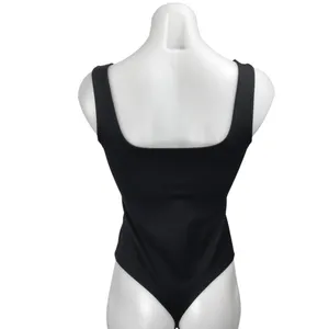 Abercrombie & Fitch Black Sleeveless Square Neck Tank Thong Bodysuit Top Size M thumbnail 2