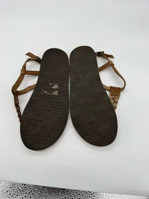 Rainbow Tan Braided Leather Toe-Post Sandals for Women thumbnail 2