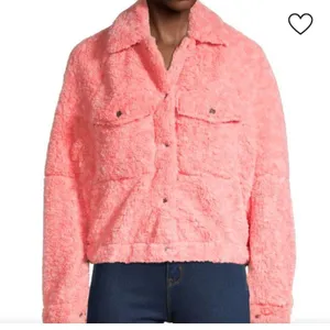 Free People jacket teddy Bear pink small we the free fuzzy cozy pockets snap thumbnail 1