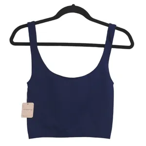 Free People Scoop Neck Crop Top Navy Sleeveless Cropped Brami M/L New thumbnail 4