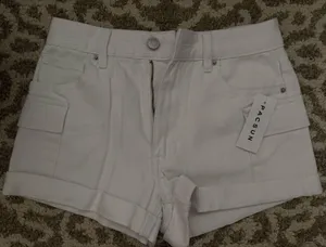 White PacSun ultra high rise cargo short thumbnail 1