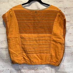 Orange Striped Women's Prana Mistico Short Sleeve Top Guaze Cotton Medium thumbnail 4