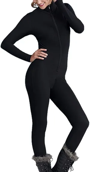 Nils Vanity Cat Suit Baselayer One Piece Snow Ski Stretch Zip Up Black Medium thumbnail 1