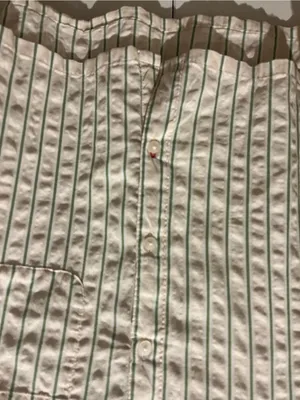 aerie Cream and Green Vertical Stripe Button-Down sleep Shirt NWT thumbnail 2