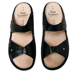 Finn Comfort 37D/6 Catalina Black Patent‎ Leather Soft Footbed Sandals EUC thumbnail 5