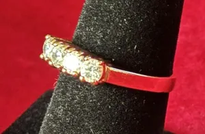 Vintage Gold Tone 4 Stone Faux Diamond Anniversary Band Ring Size 6.5 Stackable thumbnail 1