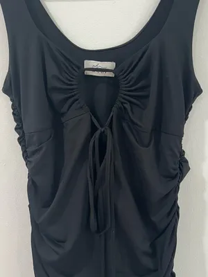 Oh Polly Black Ruched Bodycon Midi Dress Y2K Going Out thumbnail 2