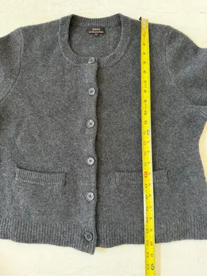 Quince 100% Mongolian Cashmere Structured Cardigan Grey Charcoal Size XL thumbnail 9