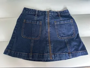 Vintage Y2K Forever 21 Los Angeles Dark Denim Zip-Front A-Line Mini Skirt sz 27 thumbnail 1