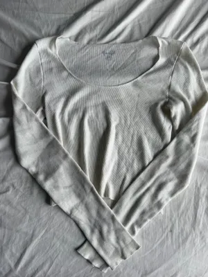 cream long sleeve scoop neck ribbed brandy top thumbnail 1