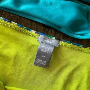 Aerie Teal Lime Green Tie Back Bikini Set, M thumbnail 3