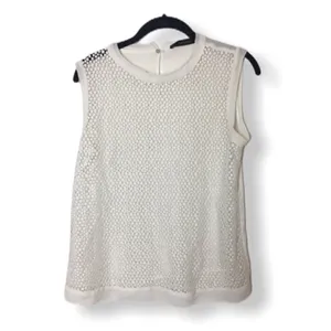 Zara White Sleeveless Textured Sheer Blouse | Size S thumbnail 2