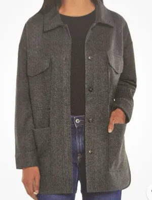 Banana Republic Ladies' Structured 4 Pocket Button Shacket Shirt Jacket Gray‎ S thumbnail 1